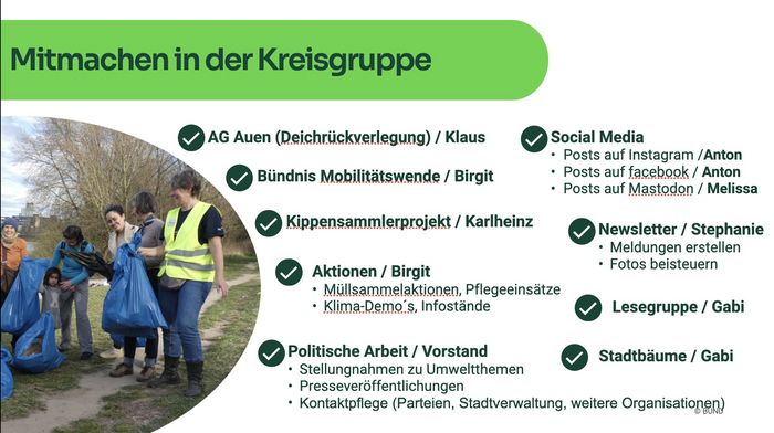 Folie mit Projekten der KG Düsseldorf